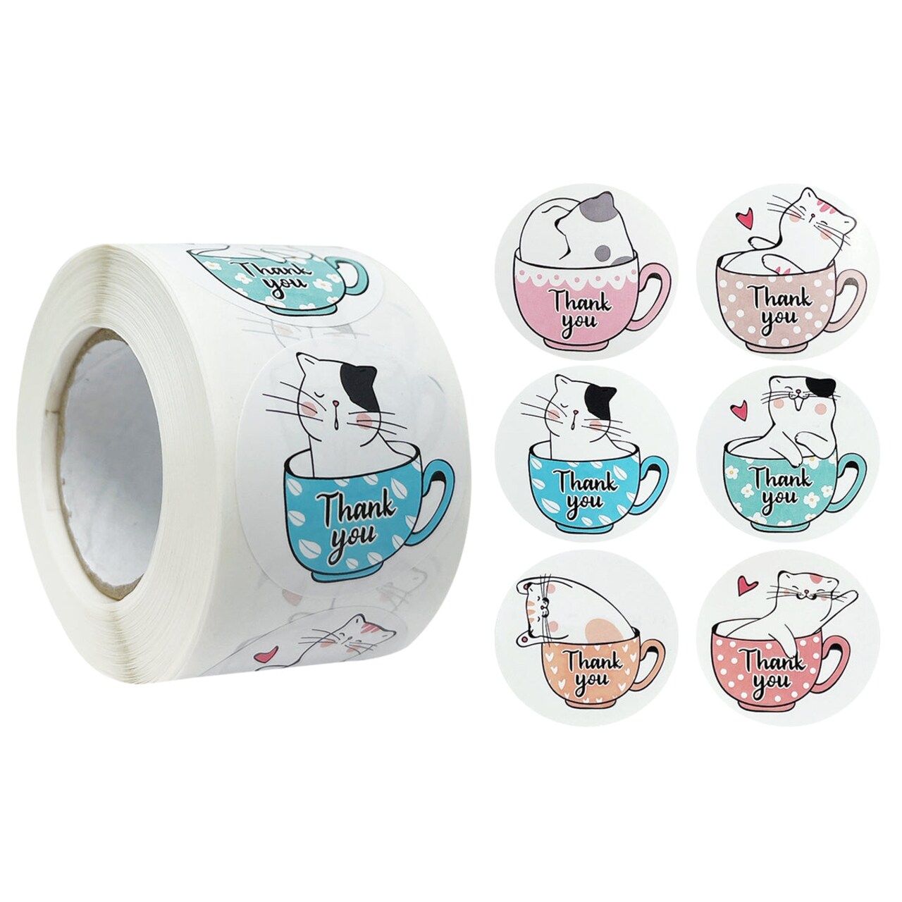 Wrapables 1.5" / 2" Thank You Stickers Roll, Sealing Stickers and Labels for Boxes, Envelopes, Bags, Small Businesses, Weddings, Parties (500pcs)
